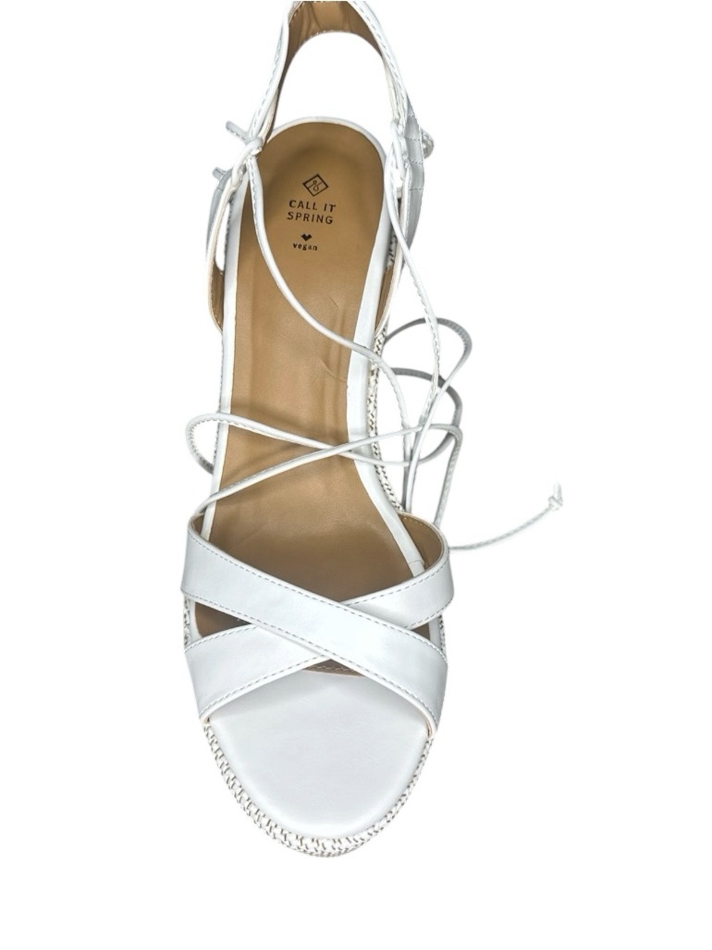 Call It Spring White Lace-Up Crisscross Sandal